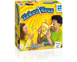 Megableu TekenNeus - Hilarisch Tekenspel voor de Hele Familie - Met Bril en Uitwisbaar Bord - Familiespel Vanaf 7 Jaar - Origineel Gezelschapsspel