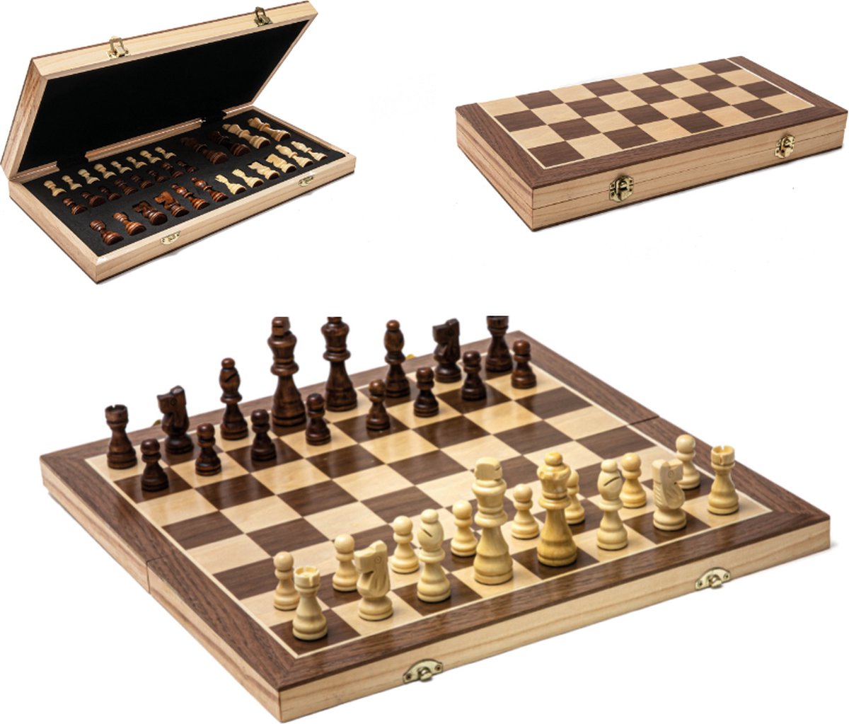 Magnetisch Schaakspel - Opvouwbaar Schaakbord - Schaakstukken - Schaakset - Hout - Queen's Gambit - 39x39CM