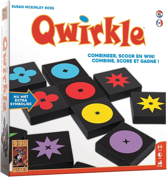 999 Games - Qwirkle - Bordspel - Sinds 2007 meer dan 15 spellenprijzen gewonnen - Familiespel - Gezelschapsspel - Educatief spel - spelregels in NL en FR