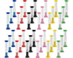 Mini zandloperset van 30 stuks met kleurrijke zandlopers voor tijdsregistratie van 30 seconden tot 10 minuten, perfect voor spelletjes en educatieve doeleinden