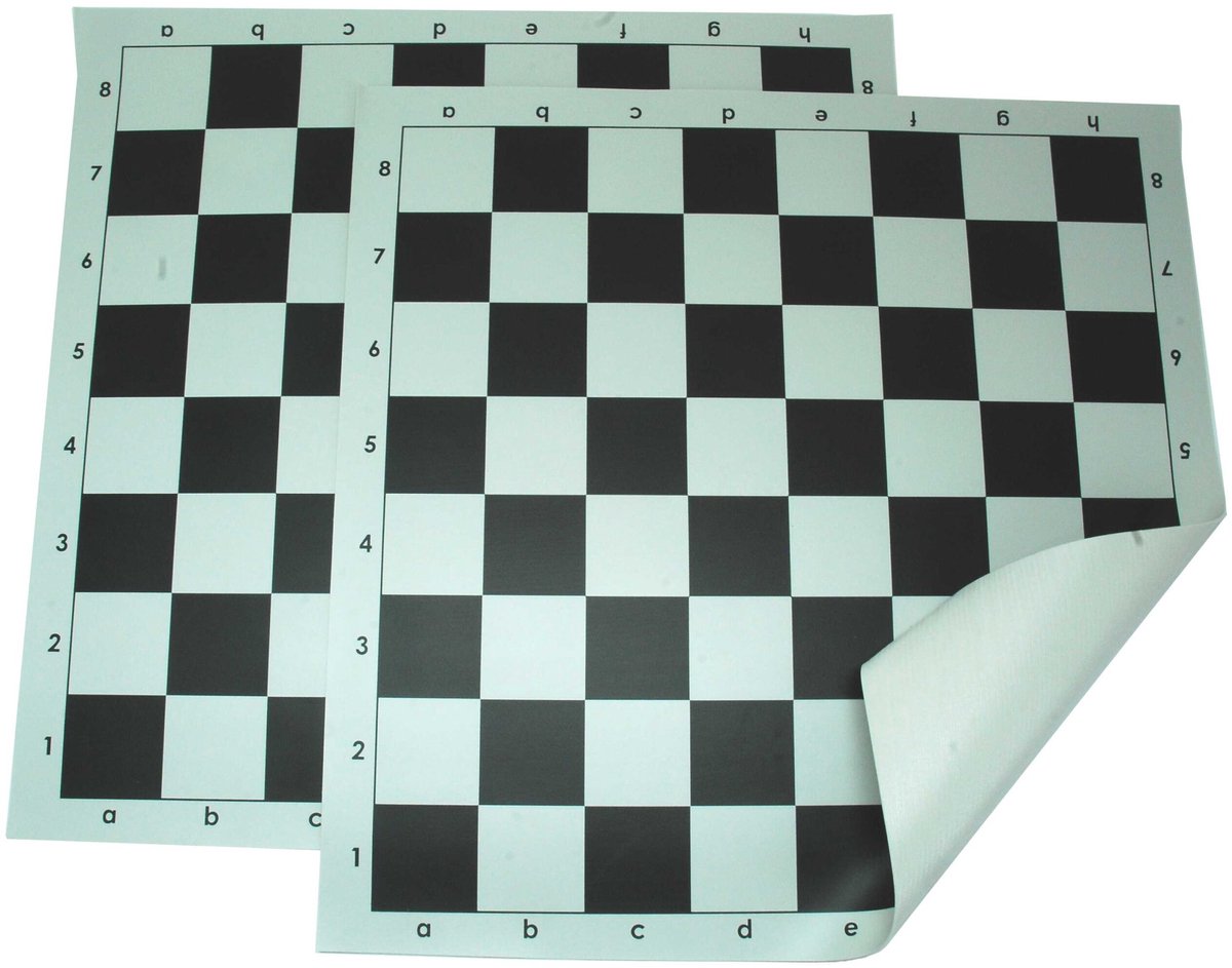 HOT Games schaakbord vinyl rolbaar 45 mm zwart-wit 47 cm speelgoed.