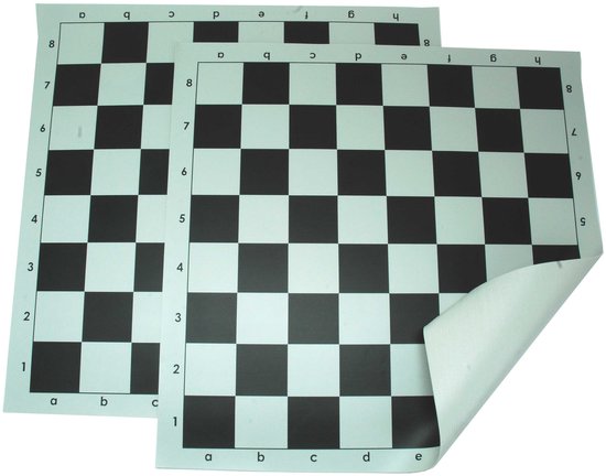 HOT Games schaakbord vinyl rolbaar 45 mm zwart-wit 47 cm speelgoed.