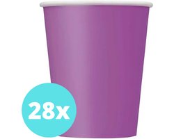 Bekers Karton Paars - 28 stuks - Kartonnen Bekers 250ml - Wegwerp bekers - Bekers Karton Verjaardag Kinderen - Kinder Feestje Kind - Limonadebekers - Koffie / Siroop - Bekers Papier - 28 Stuks van 250 ml Paars