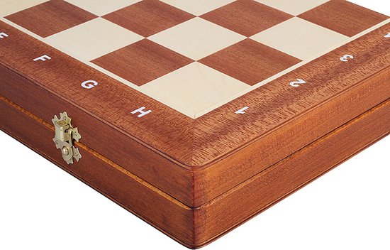 Zagreb '59 Schaakspel – Opvouwbaar – Gewogen Stukken – 90mm Koning – 50mm Velden – Acacia & Buxus