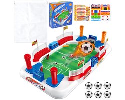 SnelShoppen - Mini Tafelvoetbalset voor Kinderen - Interactief Bordspel met 6 Voetballen, Opbergtas, Handpuntenteller en Stickers - Geschikt voor Jong