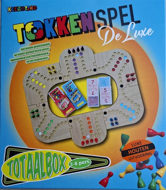 Tokken Bord De Luxe Totaalbox Hout – Tokkenspel – 2 tot 8 Personen – Houten Bordspel