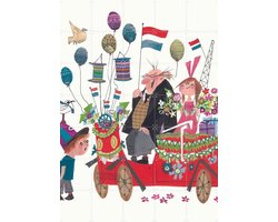 IXXI Feestje, Fiep Westendorp - 100 x 140 cm - Gratis ophangtool - Grote wanddecoratie en posters - Illustraties, Kleurrijk, Speels, Vintage