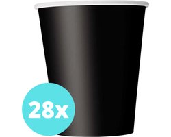 Bekers Karton Zwart - 28 stuks - Kartonnen Bekers 250ml - Wegwerp bekers - Bekers Karton Verjaardag Kinderen - Kinder Feestje Kind - Limonadebekers - Koffie / Siroop - Bekers Papier - 28 Stuks van 250 ml Zwart