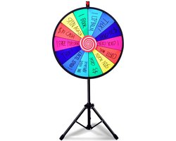 Trendmix Rad van Fortuin – Draairad Met Tripod – 14 Schrijfvakken – Gezelschapsspel & Loterijspel – Ø 60 cm – Verstelbare Hoogte 111–157 cm