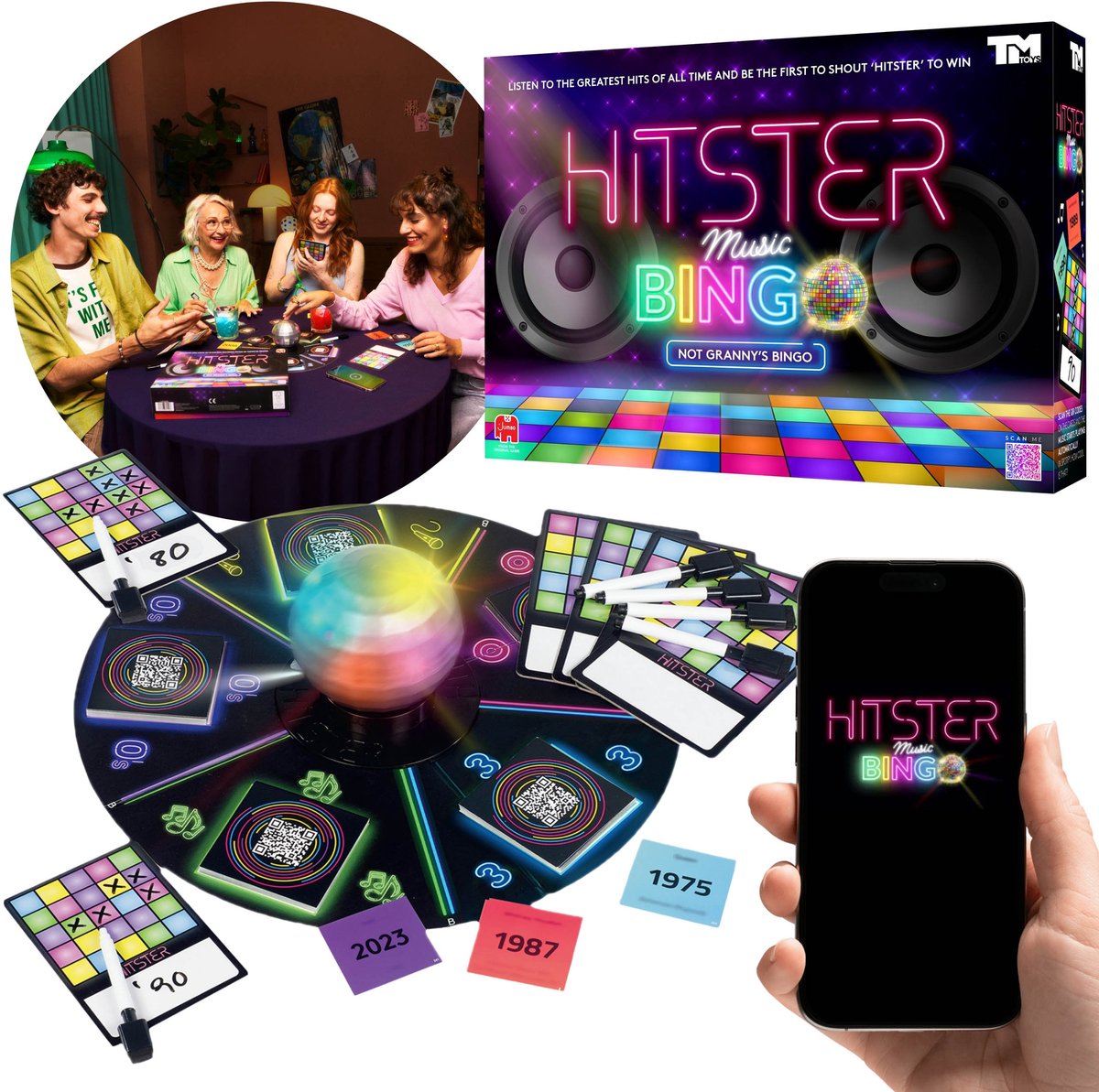 Hitster Bingo party MUSIC GAME, interactief gezelschapsspel, Partyspel, Actiespel, PLAYGAME