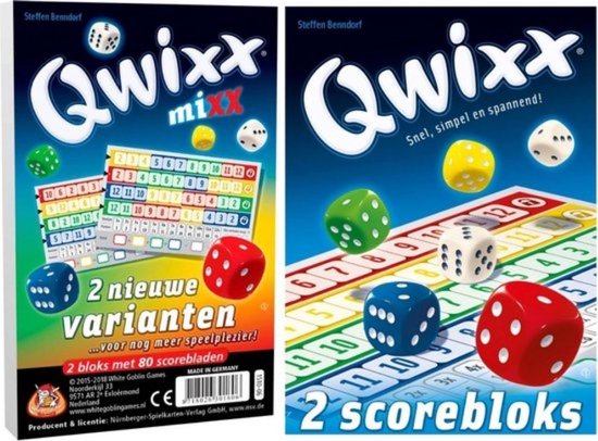 White Goblin Games - Qwixx - Uitbreidingsset scoreblokken - 2 extra scorebloks & mixx