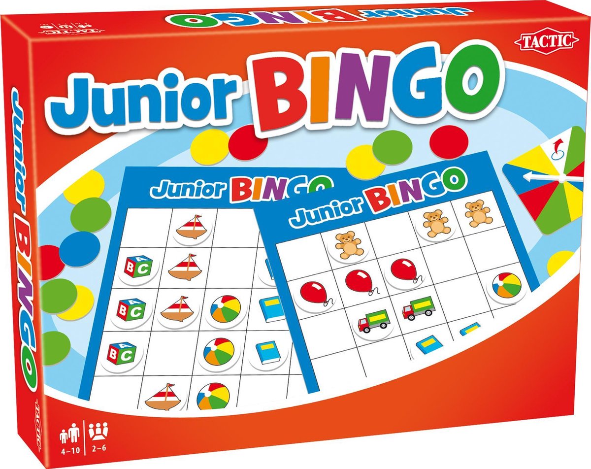 Tactic Junior Bingo - Kinderspel - Kleurrijk Bingospel voor Jonge Kinderen - Leer Herkennen, Zoeken en Combineren - Gezelschapsspel voor het Hele Gezin - 2 tot 6 Spelers - Vanaf 4 Jaar