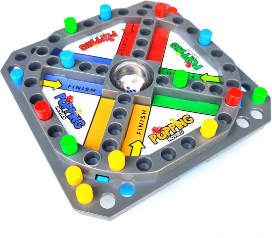 Pop en Hop Familie Reisspel - Ludo - Multicolor - Kunststof - 2 / 4 spelers