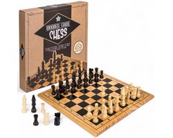 Bordspel Houten - Schaak/Dame/Solitaire - Klassiek Spel - 28,5 x 28,5 cm - Duurzaam Design - Geschikt voor Kinderen/Volwassenen - Denkspel