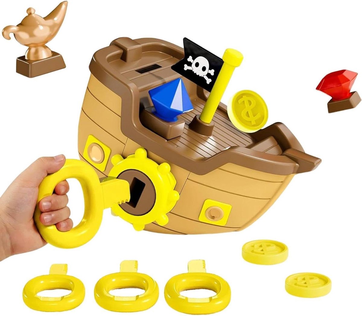 Zwembad Duikspeelgoed | Piraten Schatkist Spel met Sleutel Munt Edelsteen | Zwembad Speelgoed met Sleutel Munt Edelsteen,voor Vakantie Verjaardag Feestje Jongen Meisje Kind Tiener
