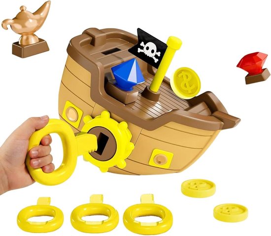 Zwembad Duikspeelgoed | Piraten Schatkist Spel met Sleutel Munt Edelsteen | Zwembad Speelgoed met Sleutel Munt Edelsteen,voor Vakantie Verjaardag Feestje Jongen Meisje Kind Tiener