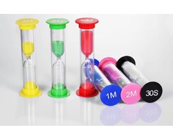 Premium set van 6 zandlopers in 30 seconden, 1, 2, 3, 5 en 10 minuten voor spellen, yoga, douch & tandenpoetsen