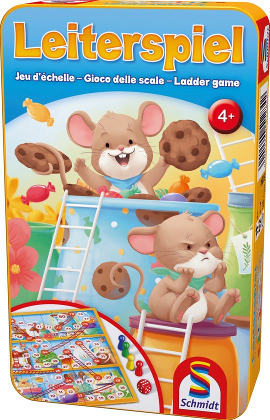 Schmidt® - Ladder Game (Leiterspel) - Kinderspel - Klassiek bordspel met dobbelsteen - vanaf 4 jaar - 2-4 spelers