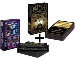 COMBI-DEAL: Pubquiz over 2025! (#4); 9x pubquiz van 6 rondes / 198 vragen over Nederland) - Kaartspel - Pocketformaat Quizspel + PARTYSPEL #1 - Party & Raadspel / Tekenspel / Acteerspel - 30 seconden, 3 opgaven; omschrijven, tekenen & uitbeelden