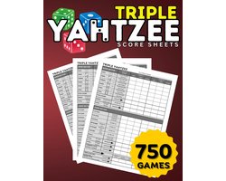 SnelShoppen - Triple Yahtzee Scorebladen: Score Pads voor Triple Yahtzee met 130 Pagina's | Scoreboek 8.5 x 11 Inch | 750+ Spellen voor Score Bijhoude