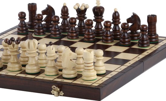 Pearl Schaakset met Schaakbord en Schaakstukken - 42x42 en 9cm koning - Compleet Schaakspel - Schaken voor Volwassenen