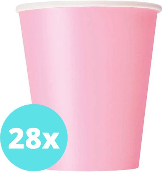 Bekers Karton Roze - 28 stuks - Kartonnen Bekers 250ml - Wegwerp bekers - Bekers Karton Verjaardag Kinderen - Kinder Feestje Kind - Limonadebekers - Koffie / Siroop - Bekers Papier - 28 Stuks van 250 ml Fel Roze
