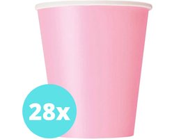 Bekers Karton Roze - 28 stuks - Kartonnen Bekers 250ml - Wegwerp bekers - Bekers Karton Verjaardag Kinderen - Kinder Feestje Kind - Limonadebekers - Koffie / Siroop - Bekers Papier - 28 Stuks van 250 ml Lichtroze