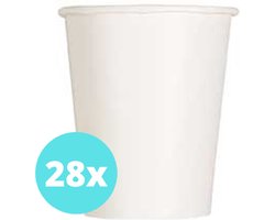 Bekers Karton Wit - 28 stuks - Kartonnen Bekers 250ml - Wegwerp bekers - Bekers Karton Verjaardag Kinderen - Kinder Feestje Kind - Limonadebekers - Koffie / Siroop - Bekers Papier - 28 Stuks van 250 ml Wit