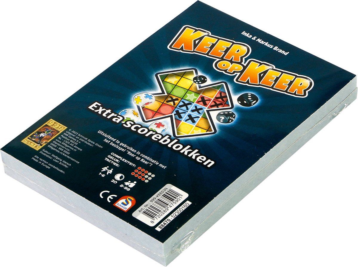 999 Games - Scoreblokken - Keer op Keer - Twee stuks - Level 1 - Dobbelspel