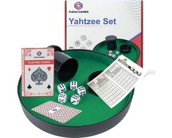 Fleau Games Yathzee Set met Scoreblok - Dobbelsteenbak - Kaartenset - 100 Scorebladen - Pitjesbak - Dobbelspel / Gezelschapsspel