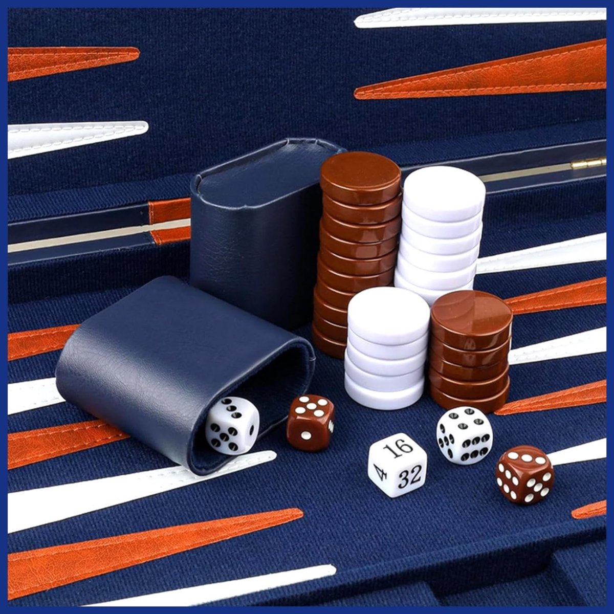 Backgammon Hout — AHD® Backgammon - Marineblauw - 29cm x 20cm x 1cm - Backgammon Koffer - Backgammon Reiseditie