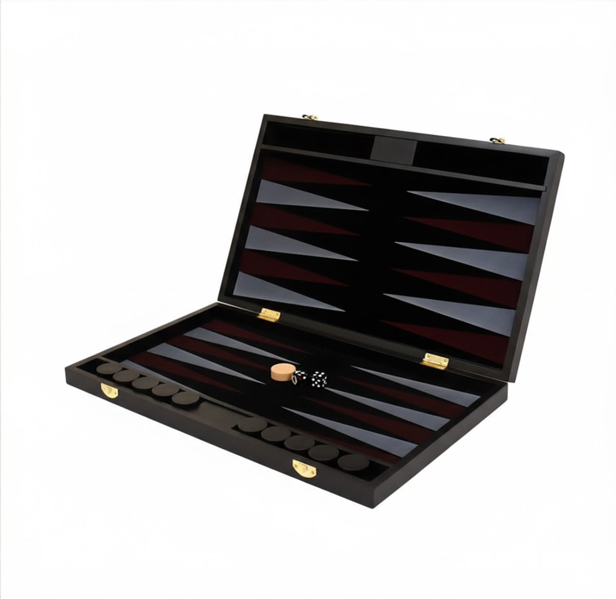 Backgammon Reiseditie — AHD® Backgammon - Backgammon Hout - Zwart - 42cm x 26cm x 4cm - Backgammon Koffer