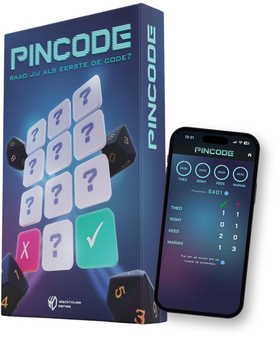 Pincode - Dobbelspel - 1, 2, 3 of 4 personen - Moderne mastermind variant - Breinbreker - Gezelschapsspel