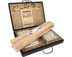 TA-HWA Mahjong spel S - Small formaat Mahjong Stenen in Luxe Koffer met Houten Latten!