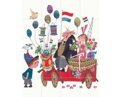 IXXI Feestje, Fiep Westendorp - 80 x 100 cm - Gratis ophangtool - Grote wanddecoratie en posters - Illustraties, Kleurrijk, Speels, Vintage