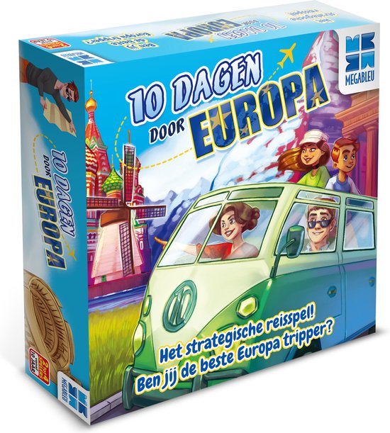 Megableu 10 Dagen door Europa - Educatief Reisspel voor het Hele Gezin - Bordspel Vanaf 10 Jaar - 2-4 Spelers - Ontdek Europa op Speelse Wijze