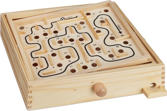 houten doolhof spel - met 2 balletjes - vanaf 3 jaar - behendigheidsspel - balansspel