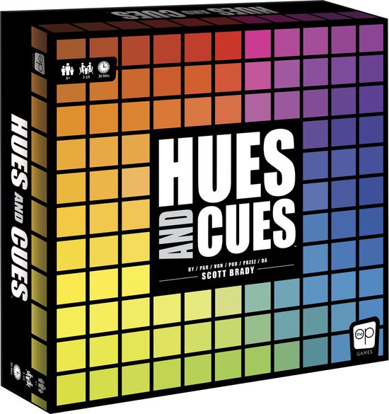 USAopoly - Hues and Cues Bordspel - Multilingual- Familiespel - Party Spel - Vanaf 8 Jaar - Voor 3 tot 10 Spelers - Meertalig inclusief Frans Engels en Duits