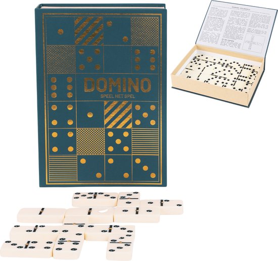 Domino Spel in Luxe Boekvormige Opbergdoos – Klassiek Tafelspel – Compact en Perfect voor Reizen – Afmetingen Opbergdoos 14.5x4.5x20cm