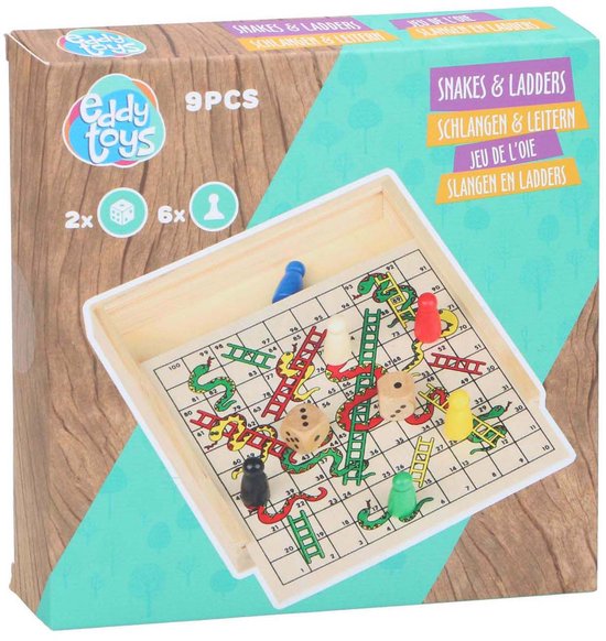 Houten slangen en ladders spel klassiek bordspel houten speelgoed.