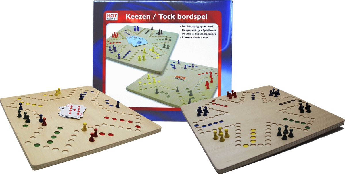 HOT Games Keezen bordspel - Houten speelbord voor 2 tot 6 personen