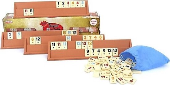 Okey Rummy Spel – Luxe Houten Set – Turks Gezelschapsspel voor 4 Personen met Genummerde Tegels & Jokers