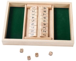 Shut The Box Dubbel – 34 x 24 cm – Rubberhouten Dobbelspel met Ingelegd Vilt – Inclusief 4 Dobbelstenen – Gezelschapsspel – Engelhart