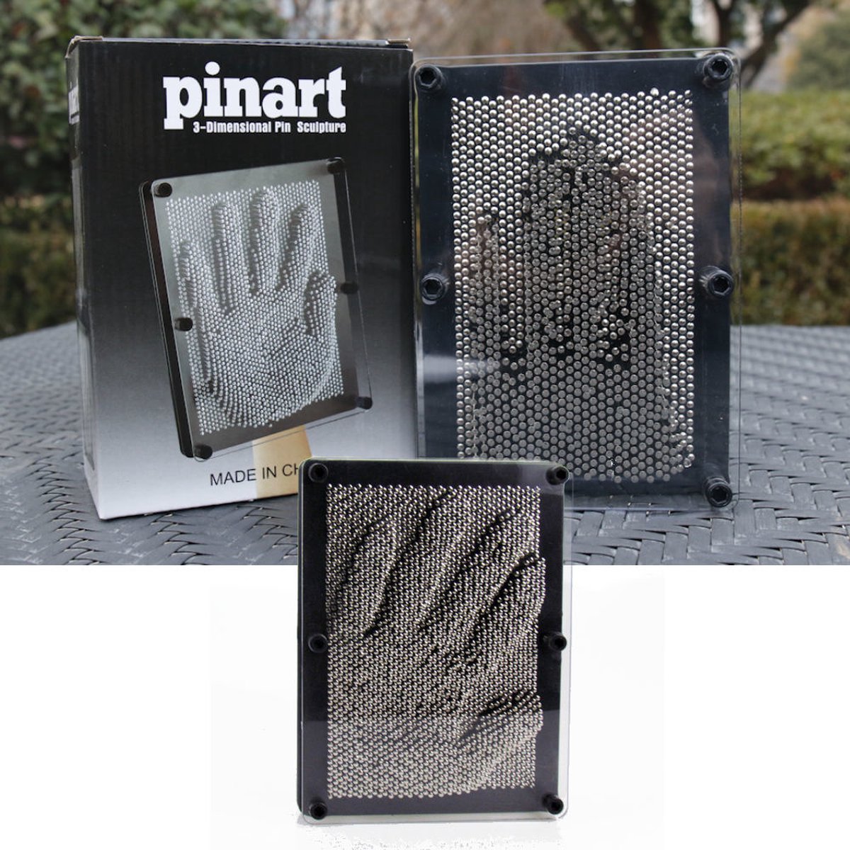 Pin Art - Spijkerspel - Pinart spijkerbed - Pinnen spel - Spijkerspel - 3D afdruk - Handafdruk - Spellen met spijkers - Zwart - 13x18 Cm
