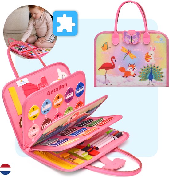 Mauzek® Busy Board Fantasie - Nederlands - Montessori speelgoed - Activiteitenboek - Busy Book - Sensorisch speelgoed - Educatief speelgoed - Reisspeelgoed - Meisjes - Peuter Speelgoed - Voor in de auto - Voor onderweg -3 jaar -4 jaar -5 jaar -6 jaar