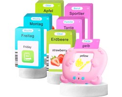 Leerzaam speelgoed-Educatieve spellen-Montessori speelgoed-Woordjes Leren-Duits & Engels Gesproken-Praten Flashkaarten-voor Autisme Peuters Meisjes Jongens 2 3 4 5 6 Jaar-kindercadeaus-Kinderspeelgoed-roze-255 vellen 510 woorden
