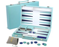 SP® Backgammon - Backgammon Koffer - Luxe Reiseditie - Turkoois - 38cm x 8cm x 1cm
