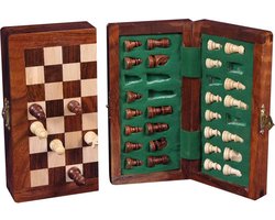 Magnetische Opklapbare Schaakset – Houten Schaakbord & Schaakstukken – Acacia Hout – Compact 15 x 30 cm – Reisbord voor Tactisch Spel – Engelhart