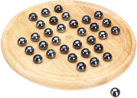 Philos Solitaire - Houten bordspel met glazen knikkers - Vanaf 8 jaar