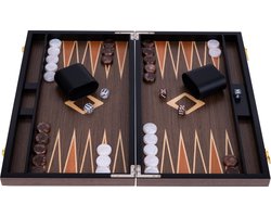 Backgammon 18 Inch – Ingelegd Walnoot Hout – Luxe Koffer van Walnoot – Strategisch Bordspel & Reisspel – Engelhart